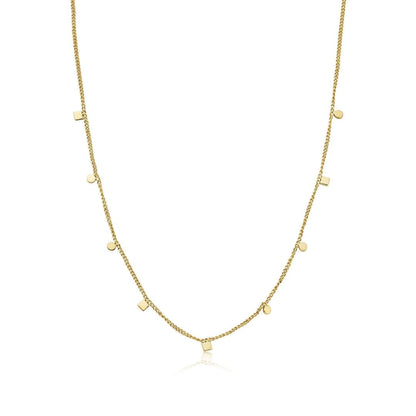 Goldene Halskette mit quadratischem und kreisförmigem Charm