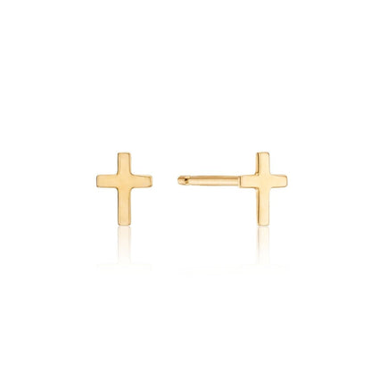 Pendientes de cruz pequeña de oro