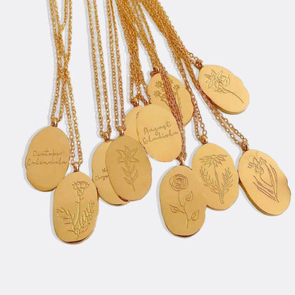 Halskette mit Geburtsblumen-Anhänger aus Gold