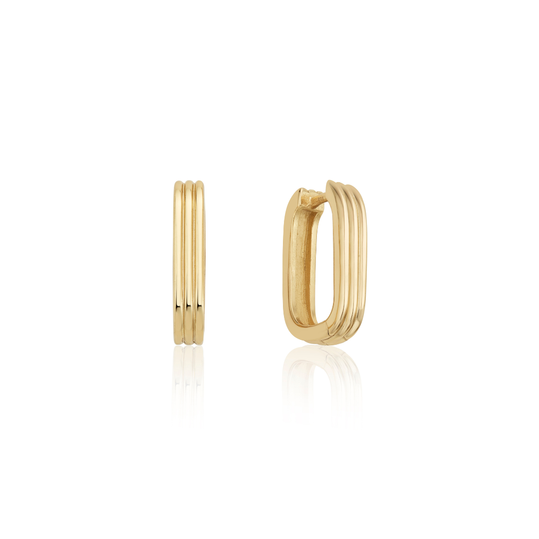 Pendientes de aro acanalados dorados