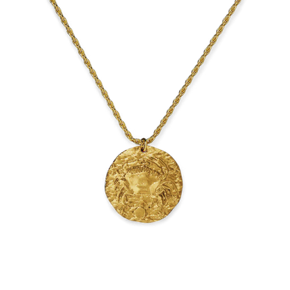 Hammered Gold Zodiac Pendant Necklace