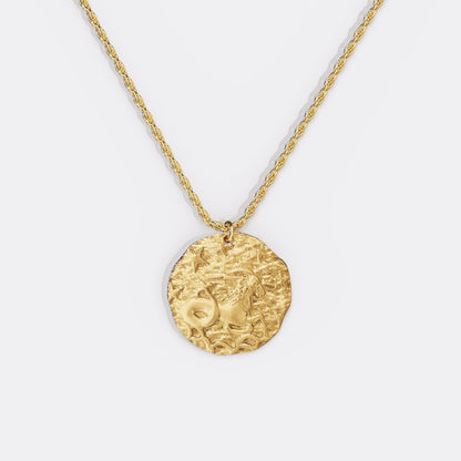 Hammered Gold Zodiac Pendant Necklace
