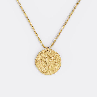 Hammered Gold Zodiac Pendant Necklace
