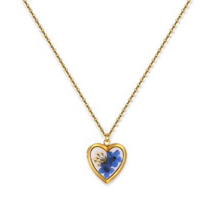 Handmade Pressed Flower Photo Heart Locket