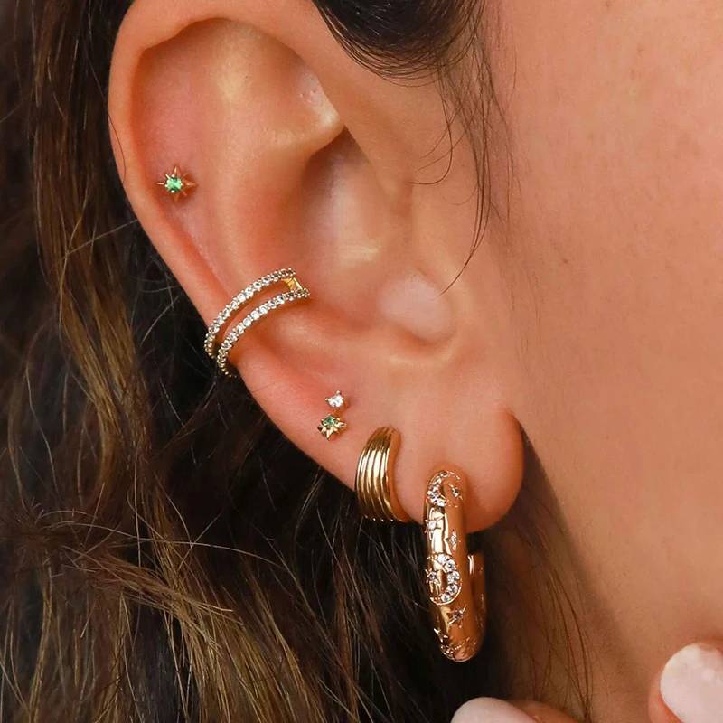 Mond und Sterne Kuppel Creolen