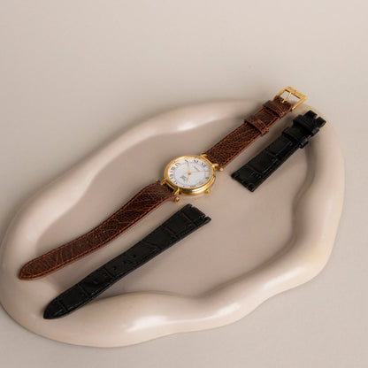 Vintage Burberrys Swiss Leather Strap Gold Watch