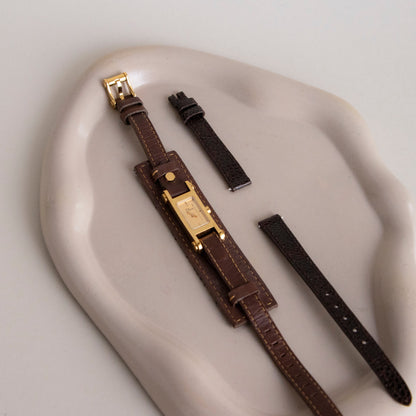 Vintage Christian Dior Swiss Leather Gold Watch