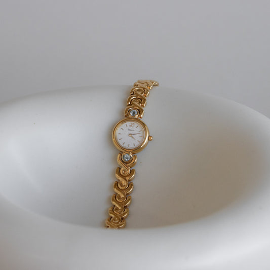 Vintage Elegance Aquamarine Gold Watch
