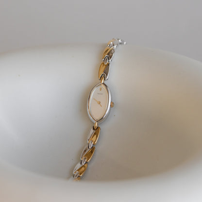 Vintage Skinny Oval Two Tone Watch