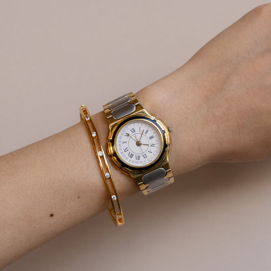 Vintage YSL Bold Round Two Tone Watch