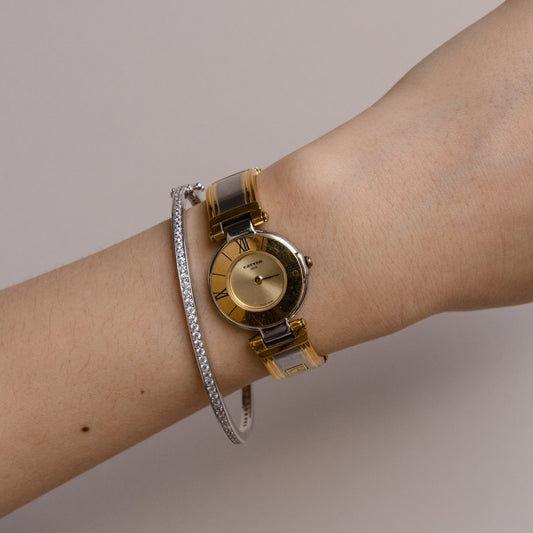 Vintage Carven Swiss Round Cuff Two Tone Watch