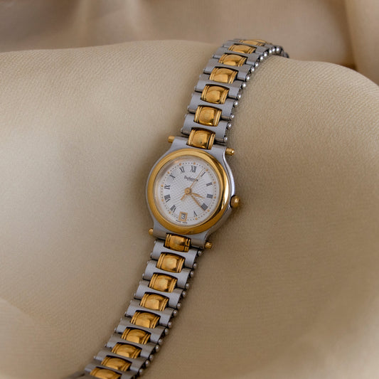 Vintage Burberrys Swiss Bold Round Two Tone Watch