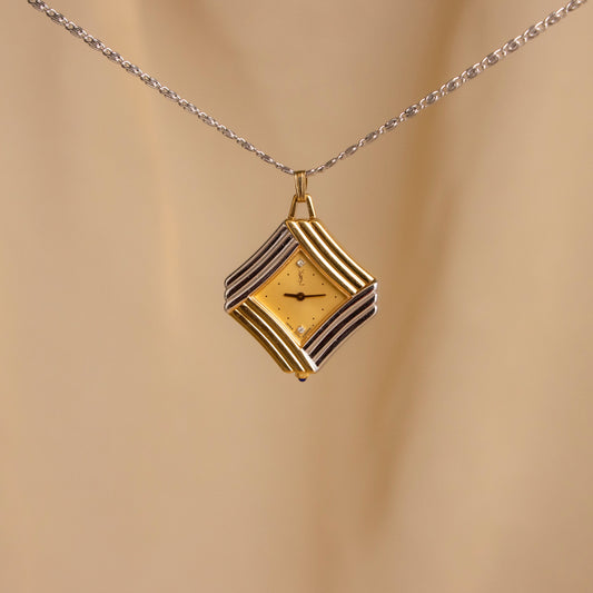Vintage YSL Art Deco Two Tone Necklace