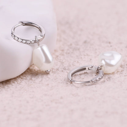 Süßwasserperlen-Tropfen-Pavé-Huggie-Ohrringe