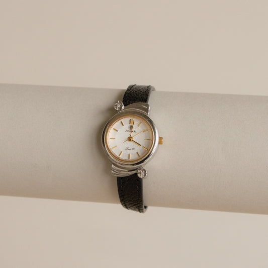 Vintage Cyma Swiss Bold Round Two Tone Watch
