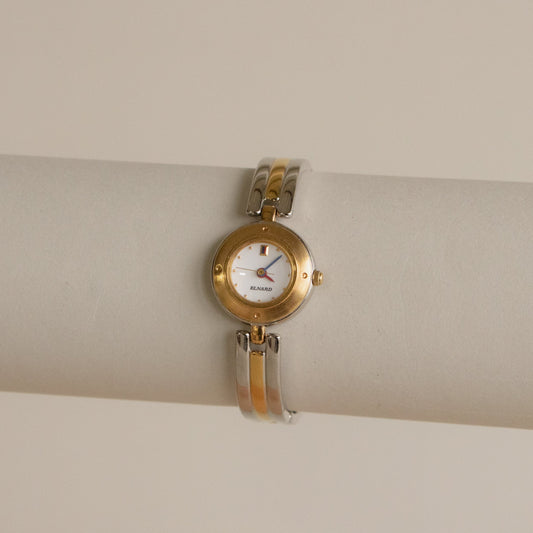 Vintage Elnard Round Cuff Two Tone Watch
