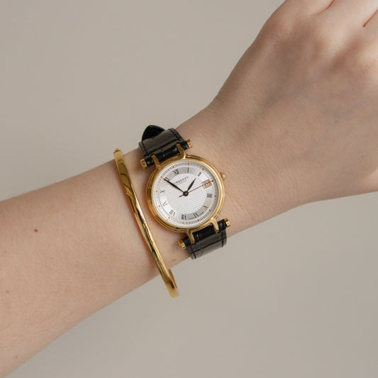 Vintage Burberry Swiss Black Strap Gold Watch