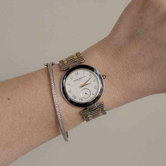 Vintage Pierre Balmain Swiss Bold Bezel Two Tone Watch