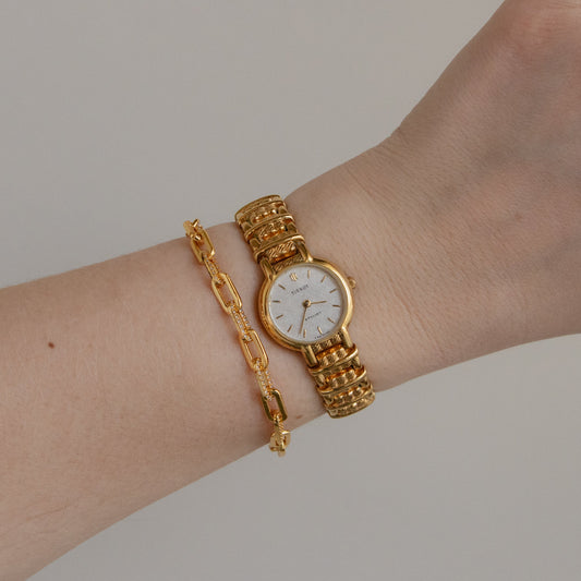 Vintage Tissot Swiss Basket Weave Gold Watch
