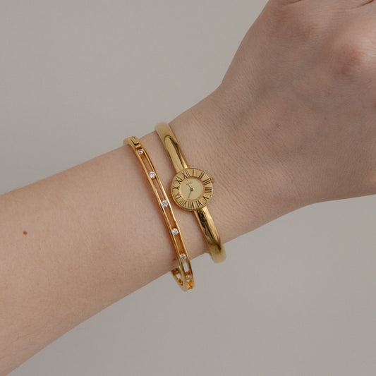 Vintage Seiko Roman Numeral Cuff Gold Watch