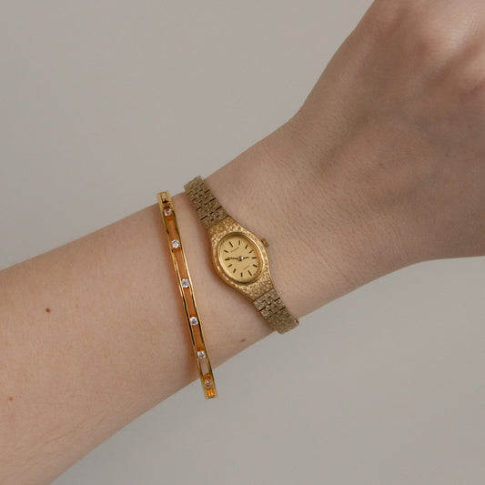 Vintage Pulsar Oval Brushed Gold Watch