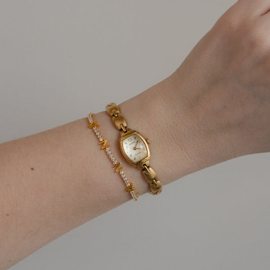 Vintage Seiko Tisse Oval Link Gold Watch
