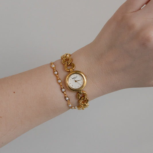 Vintage Michiko London Round Gold Watch