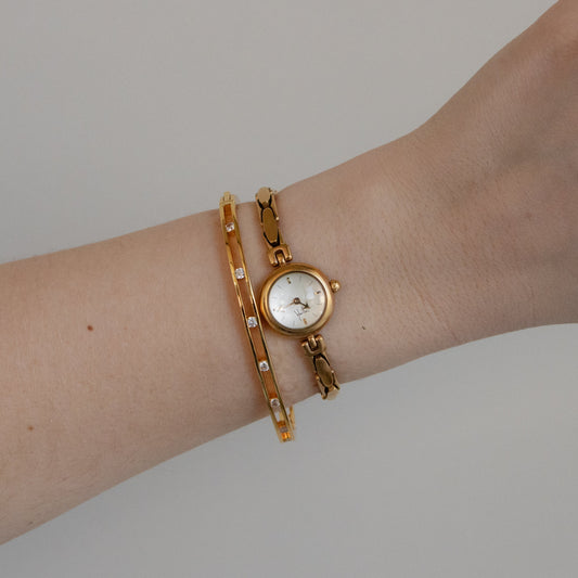 Vintage Sybilla Skinny Round Gold Watch