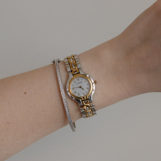 Vintage Leonard Sandy Round Two Tone Watch