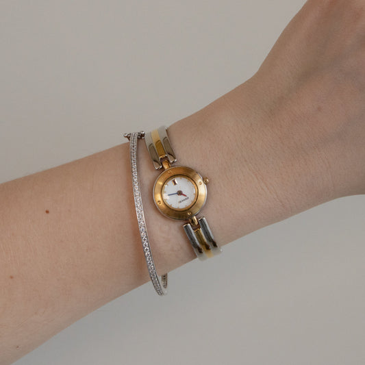 Vintage Elnard Round Cuff Two Tone Watch