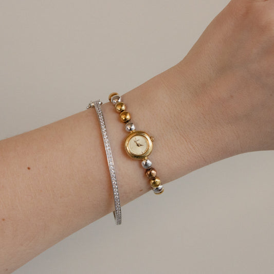 Vintage Seiko Dainty Beaded Two Tone Watch
