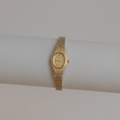 Vintage Pulsar Oval Brushed Gold Watch