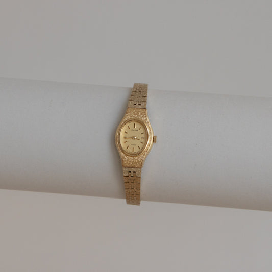 Vintage Pulsar Oval Brushed Gold Watch