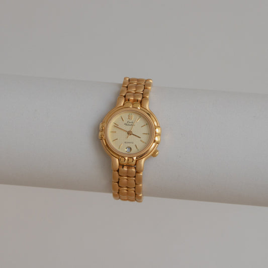 Vintage Carlo Valentino Bold Round Gold Watch