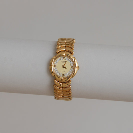 Vintage Raymond Weil Swiss Pave Gold Watch