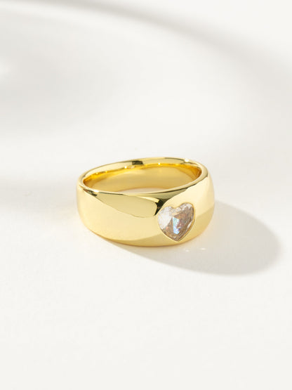 Diamond Heart Dome Ring