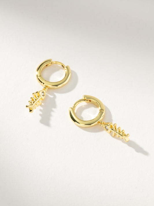 Pendientes Huggie de espina de pescado