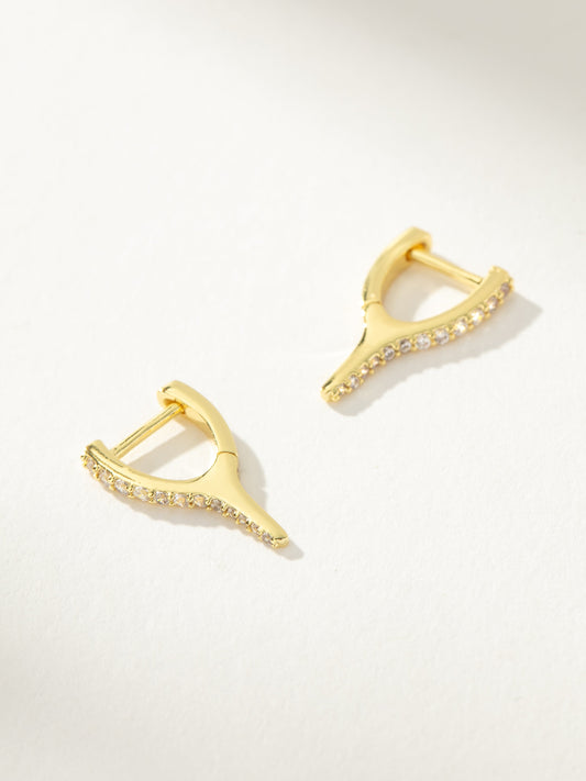 Pendientes de aro con pavé de espiga