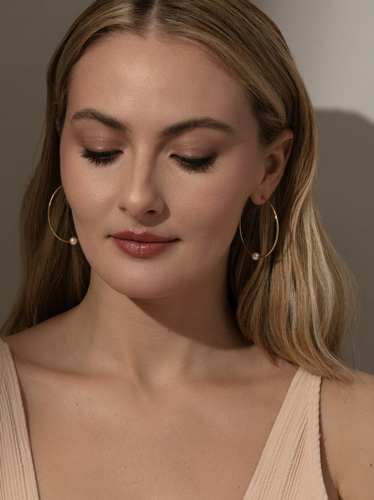 Pendientes de aro de perla Grace