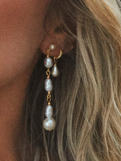 Pearl Drop Huggie Earrings