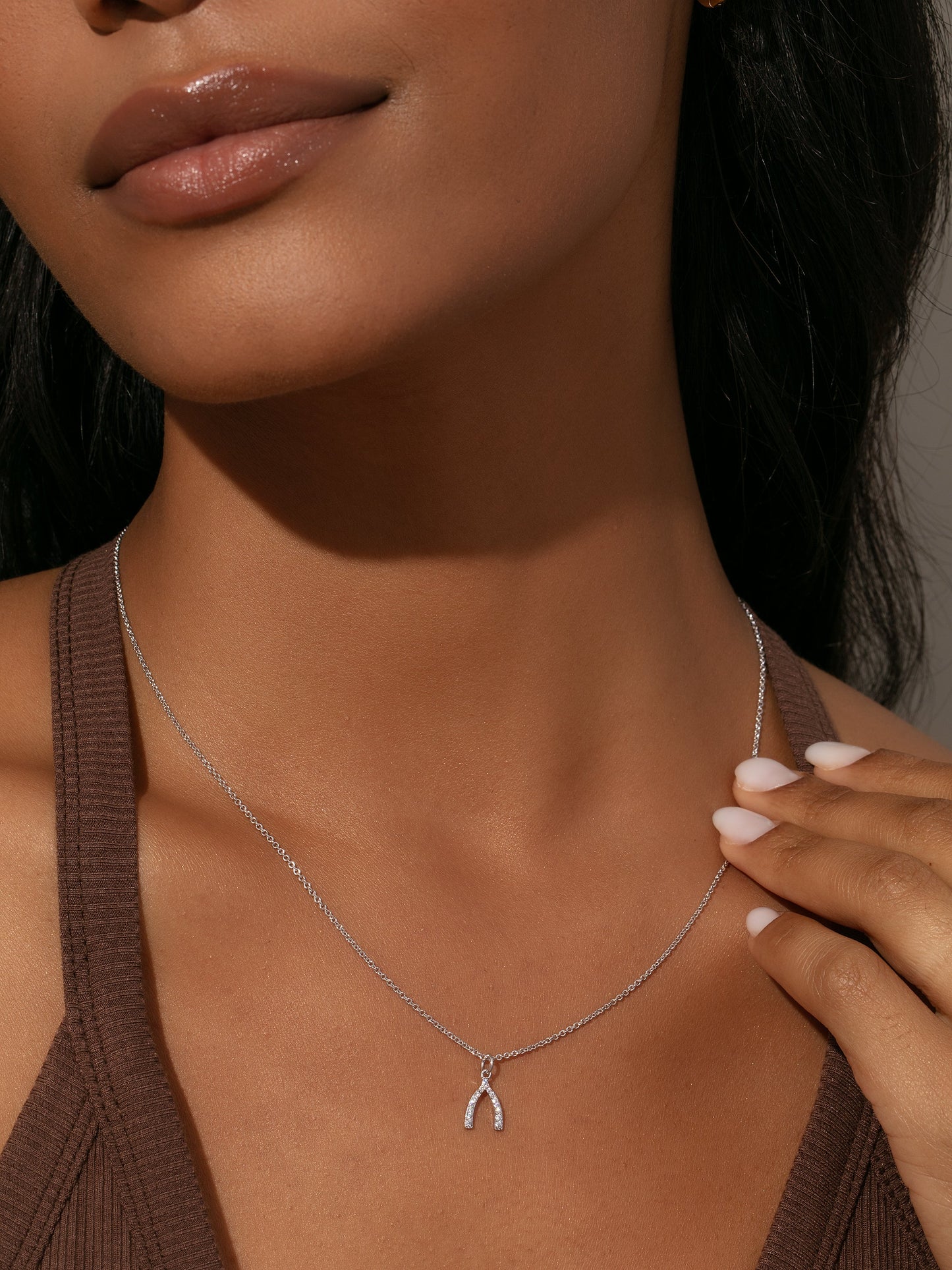 Pavé Wishbone Necklace
