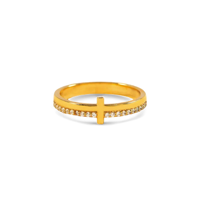 Let God Be In Control Golden Cross Ring