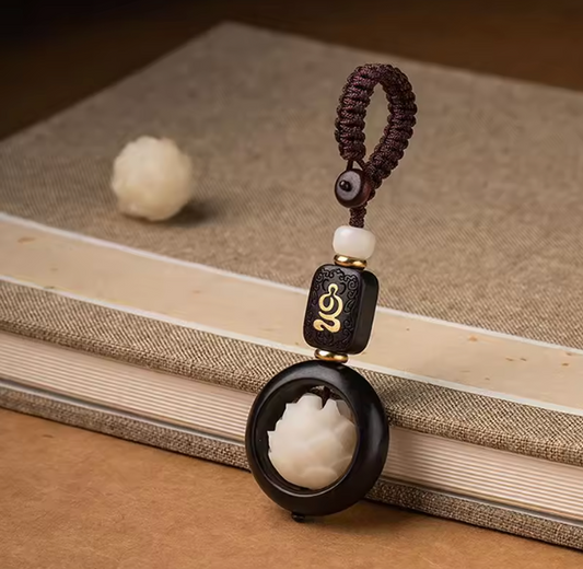 Wooden Lotus Keychain Accessory