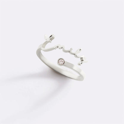 Custom Birthstone Name Ring