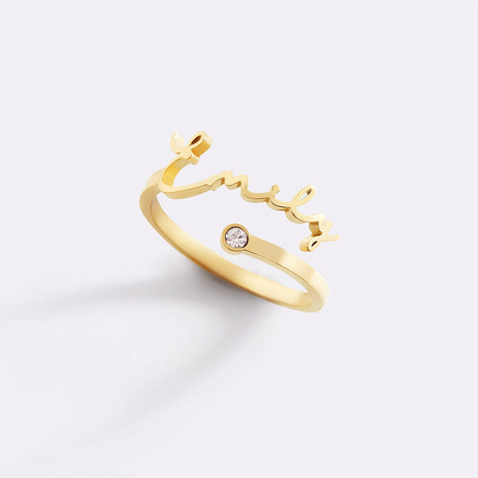 Custom Birthstone Name Ring