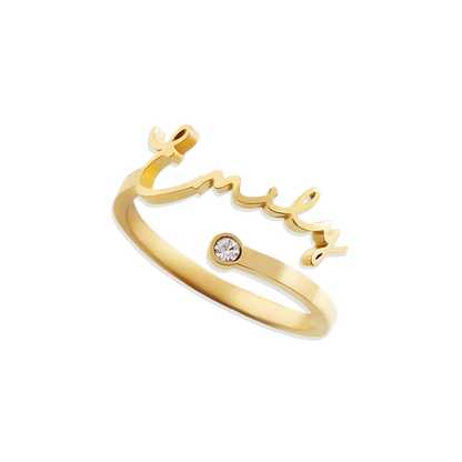 Custom Birthstone Name Ring