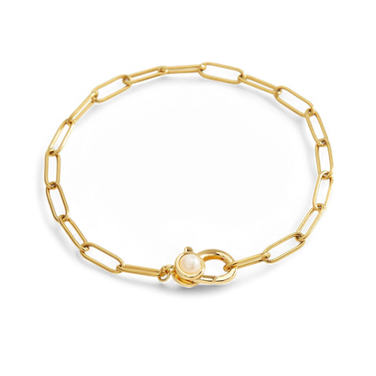 Paperclip Bracelet with Pearl Accent