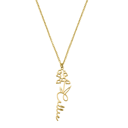 Birth Flower Name Necklace