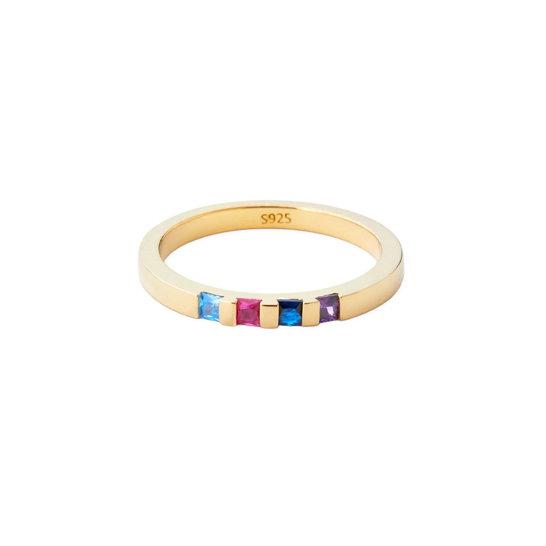 Princess-Cut Birthstone Band Ring