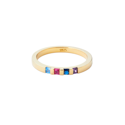 Princess-Cut Birthstone Band Ring